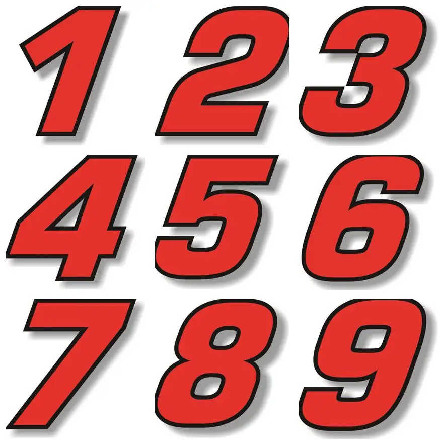 

CG of Car Sticker Decal Black (Red Outline) Quare Font Race Number Racing Number Sticker for Car Motor Wall Accessories Decor