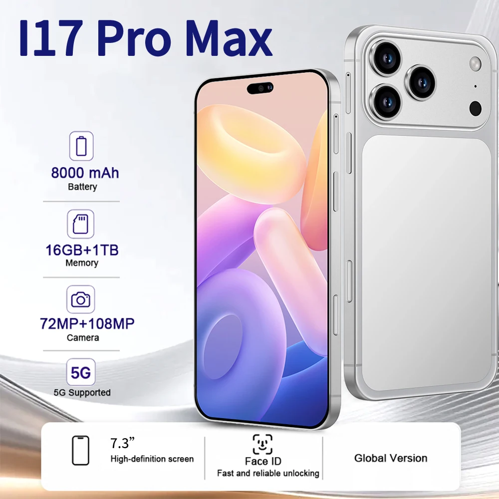 2026 New Hot Sale HQ i17 Pro max original intelligent 4G 5G dual card dual standby system global version 8000mAh battery