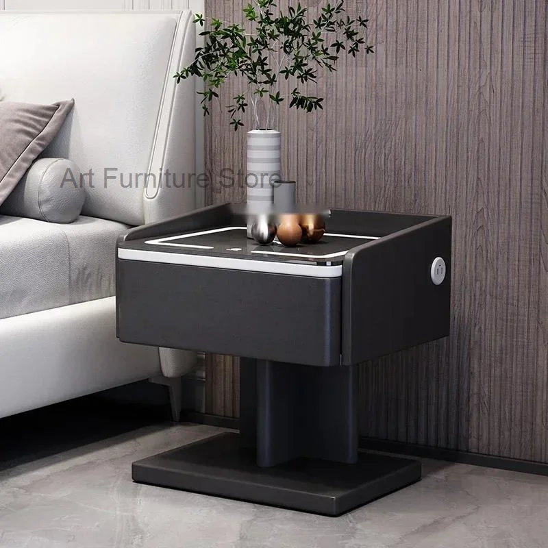 New Arrival Creative Smart Bedside Table with Wireless Charging Modern Style USB Bedroom Nightstands LED Light Side Cabinet