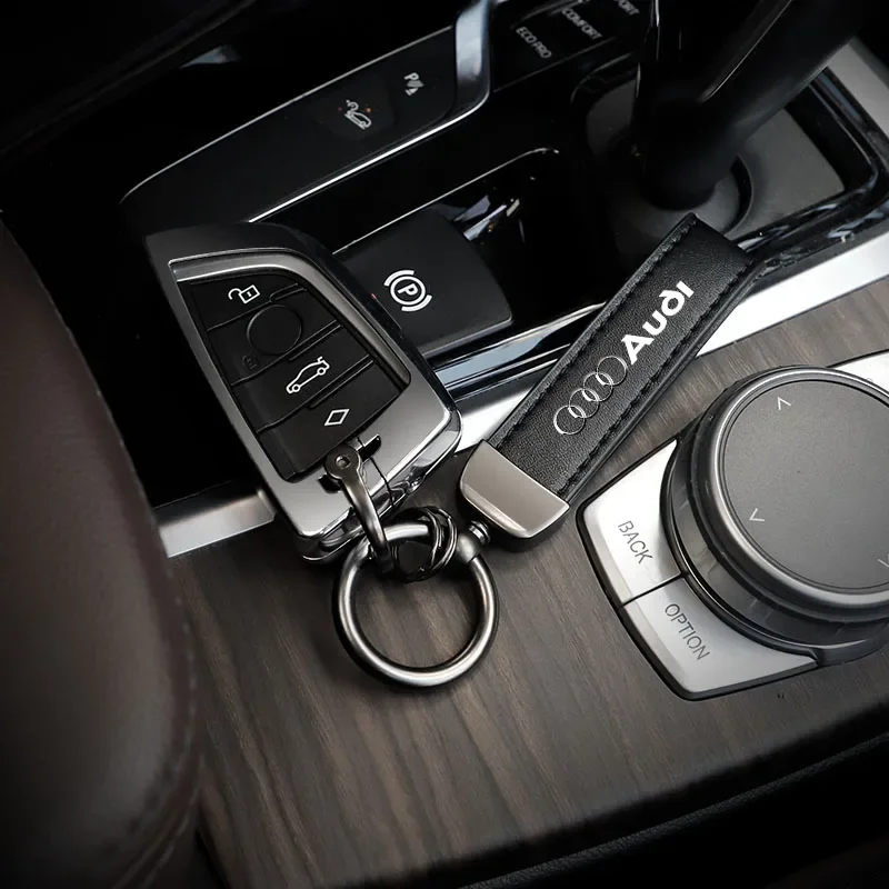 Car Keychain Man Leather Keyring Remote Key Accessories For Audi Sline A3 A4 A6 A5 Q5 A1 Q7 Q3 Q2 Q8 A7 A8 TT S1 SQ5 RSQ3 RSQ8