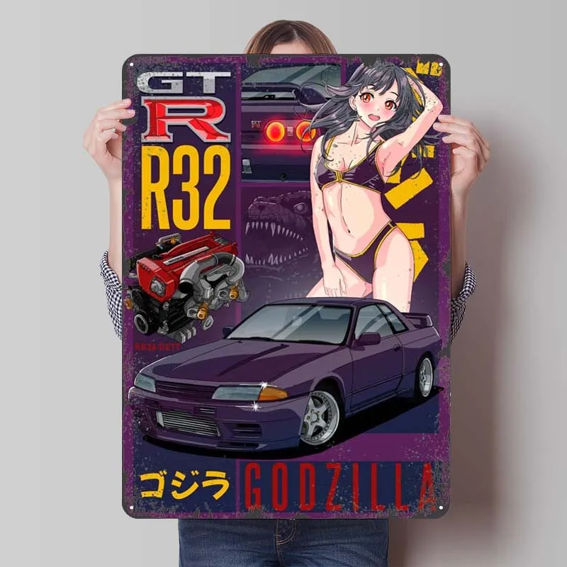 Nissan Skyline GTR R32 Metal Sign Car Poster Room Decorations Retro Tinplate Signs for Garage Wall Art Decoration Bathroom Decor