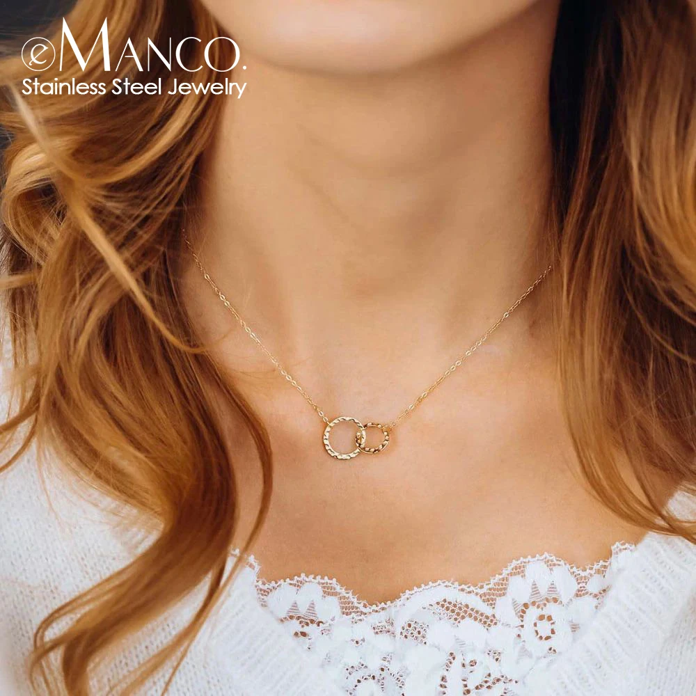 Collier en acier inoxydable EManco pour femmes, collier pendentif, colliers ras du cou pour femmes, bijoux tendance, collier pour meilleure amie, Kolye