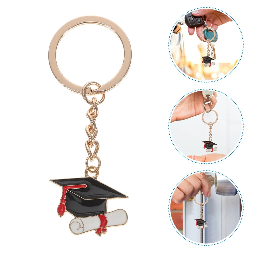 6 Pcs Doctor Hat Keychain Metal Graduation Ring Fob Gift Doctor's Zinc Alloy Meaningful Miss Student