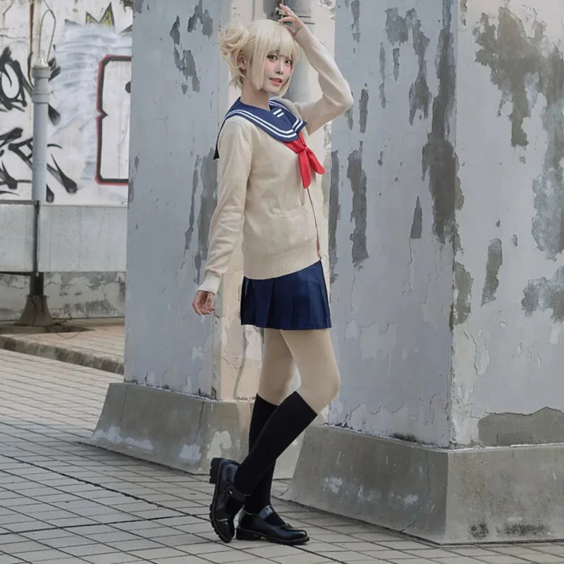 FC64PCS Anime Academia Himiko Toga Costume Cosplay JK Uniforme Gonne Maglione Cappotto Parrucca High School Girls Costume Party Maid @ FC8!