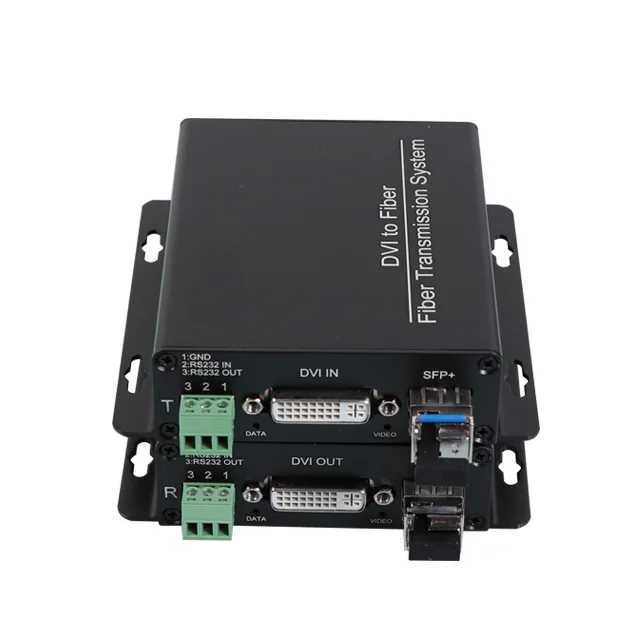 

4K@30hz Fiber Optic DVI to LC SFP KVM Converter single mode 1-core 20KM Support RS232/EDID/USB DVI Fiber Optic Extender