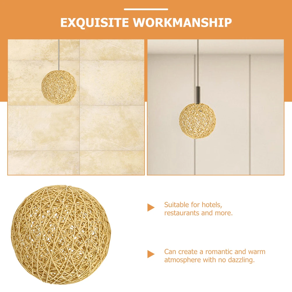 

Rustic Woven Lamp Shade Cover Simple Style Lampshade for Hanging Lamp Pendant Light Decoration