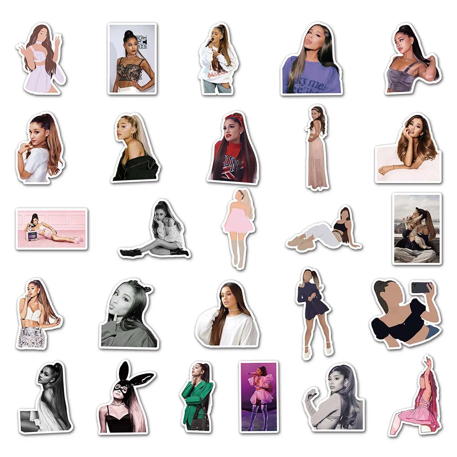 50PCS Singer Ariana Grande Sticker Cartoon Cool Personality Waterproof Graffiti Decal Toy for Stationery Box Scooter Luggage