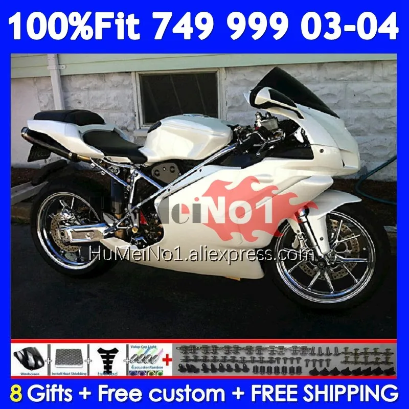 Injection Body For DUCATI 749S 999S 749 999 S R Bodywork 301No.107 749-999 03 04 Pearl White 749R 999R 2003 2004 OEM Fairing Kit