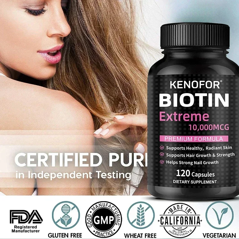 Biotin Capsules - Promotes Hair Growth, Strengthens Nails, Improves Skin Health, Dietary Nutritional Supplement