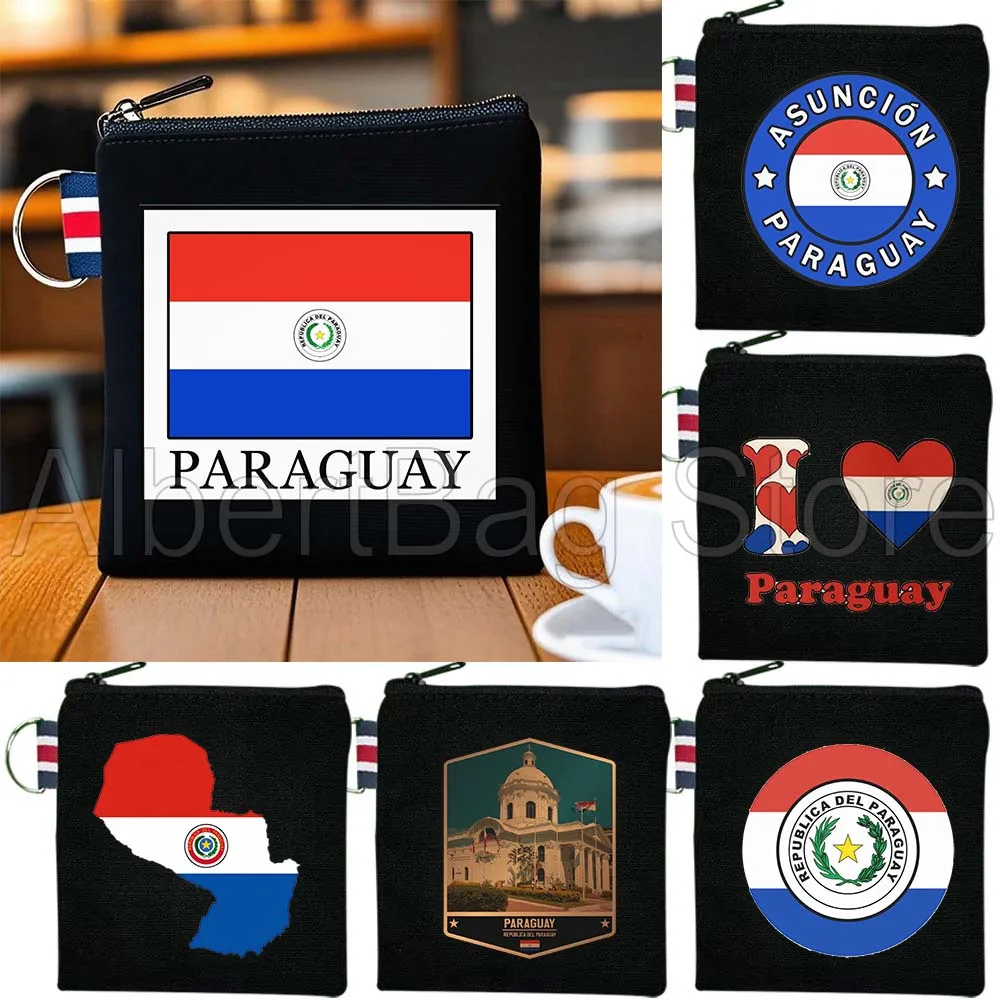 

Paraguay Map Paraguayan Flag Patriotic Customized Gifts Canvas Coin Purse Small Key Travel Storage Card Bag Cotton Wallet Pouch