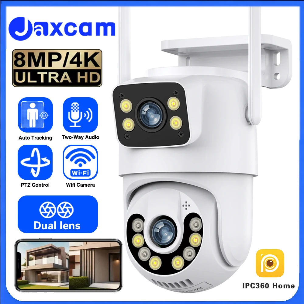 

Беспроводная камера видеонаблюдения с двойным объективом, 4K, 8 МП