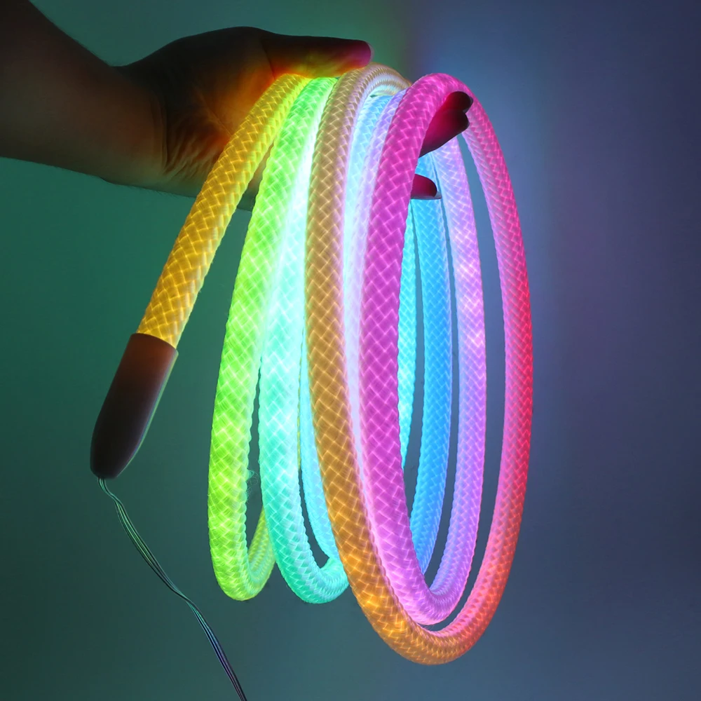 360 Degree Round Reticulate RGBIC Neon LED Strip Lights USB 5V Smart Bluetooth Silicon LED Neon Light Rope Room Decor