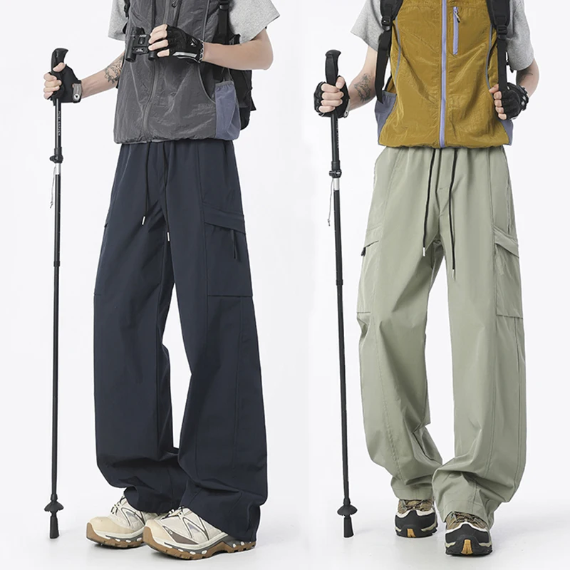

Spring And Summer Multi-pocket Cargo Pants Men's Climbing Camping Casual Trousers Loose Straight Cylinder Sports Long Pants