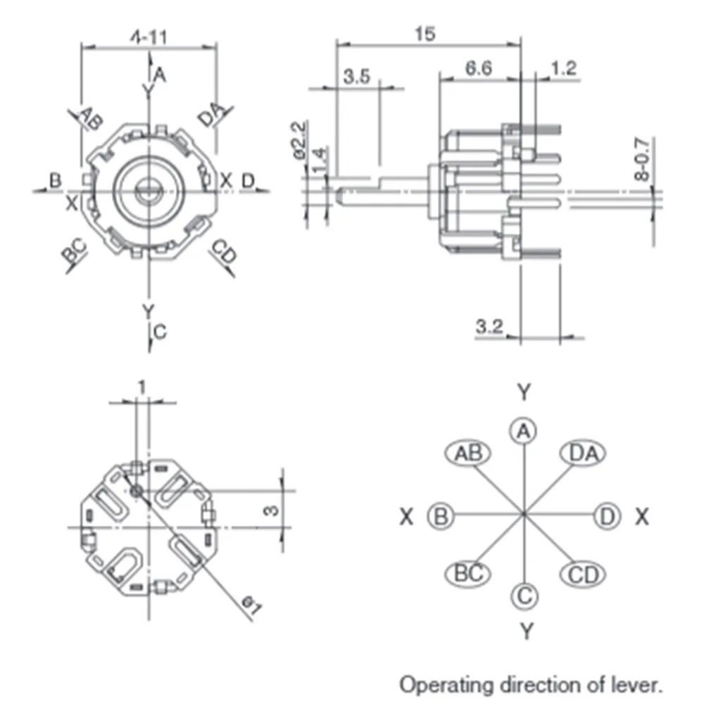 1pc Multifunctional 8 Direction Rocker Switch RKJXM1015001 Japan Stick Rocker Switch with Center Button