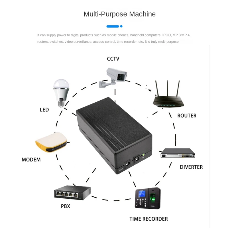 Imagem -05 - Fonte de Alimentação de Emergência de Espera Mini Ups Bateria de Backup para Cctv Roteador Wifi 12000mah 12v 2a