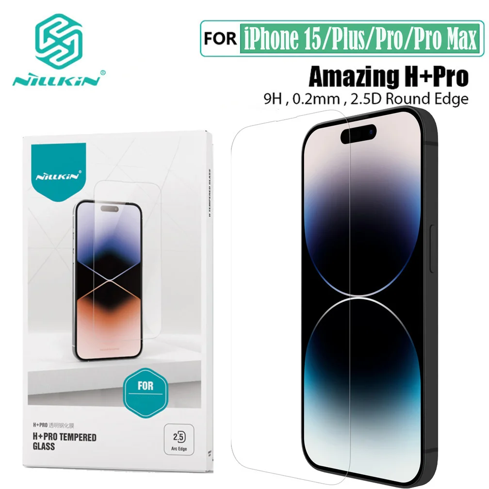 Nillkin For iPhone 15 Pro Max Tempered Glass H+PRO Anti-Explosion 2.5D 0.2 mm Screen Protector For iPhone15 Plus Film