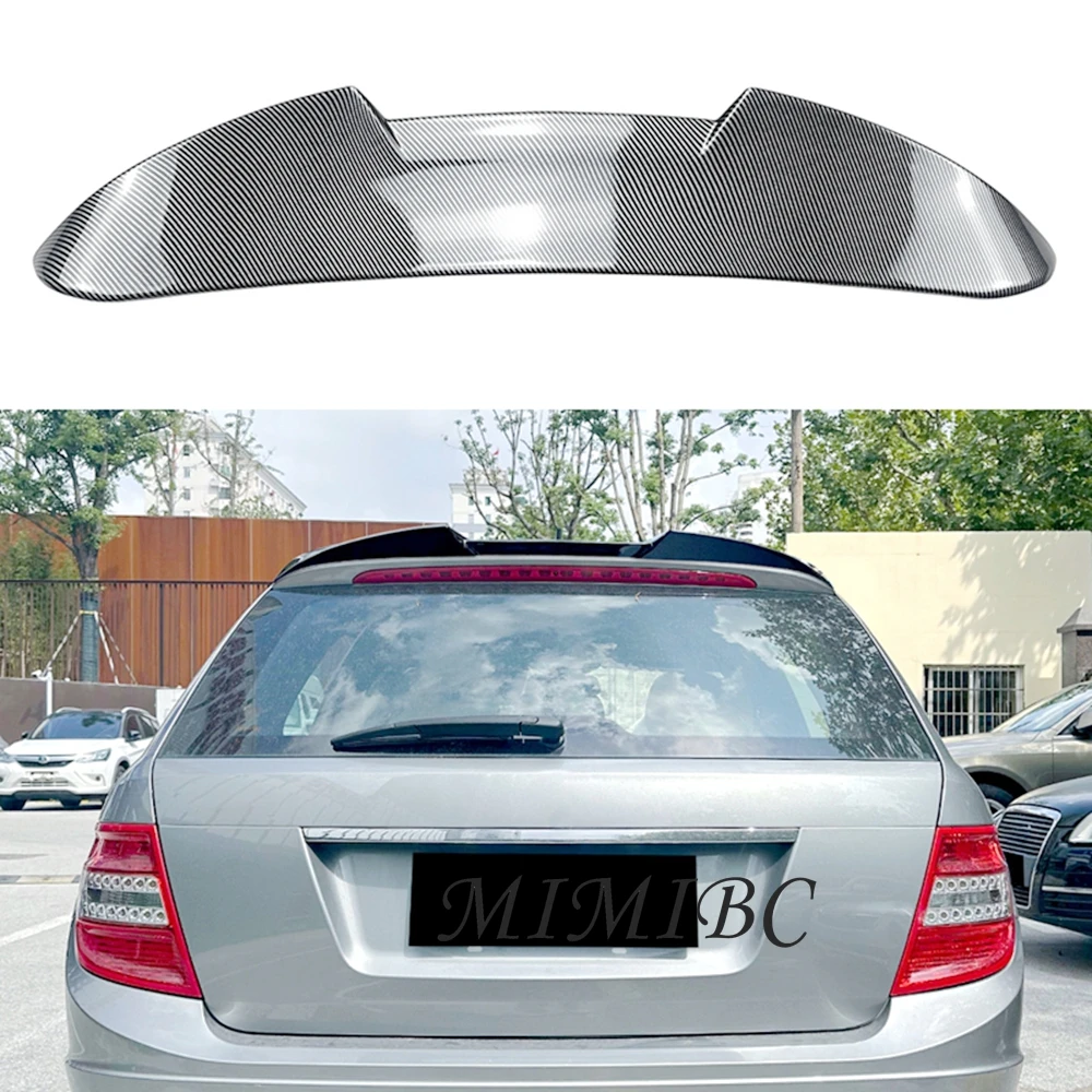

Rear Roof Spoiler Wing Lip For Mercedes Benz C Class Wagon S204 2008-14 Carbon Fiber Look/Gloss Black Tail Trunk Upper Splitter