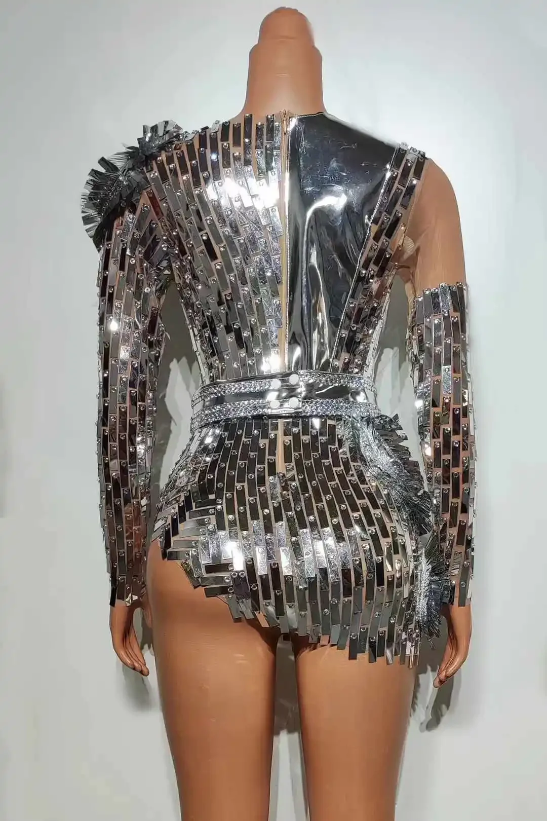 여성용 반짝이는 스팽글 미러 드레스 클럽웨어 나이트 아웃핏 댄스 가수 무대 의상 드래그 퀸 코스튬 치어리딩 팀 신상