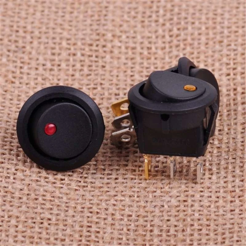 5Pcs ON/OFF 12V Round Rocker Dot Waterproof LED Light Luminescence Toggle Switches Car Accessories