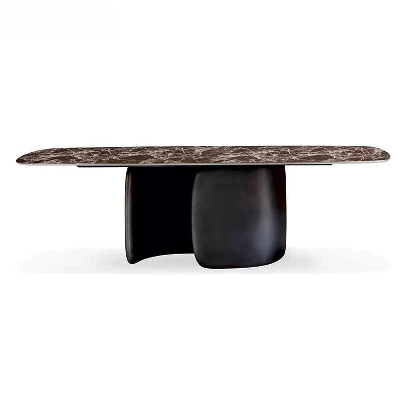 Modern Luxury Fixed Solid Wood Metal Interior Design Round Custom Marble Dining Table