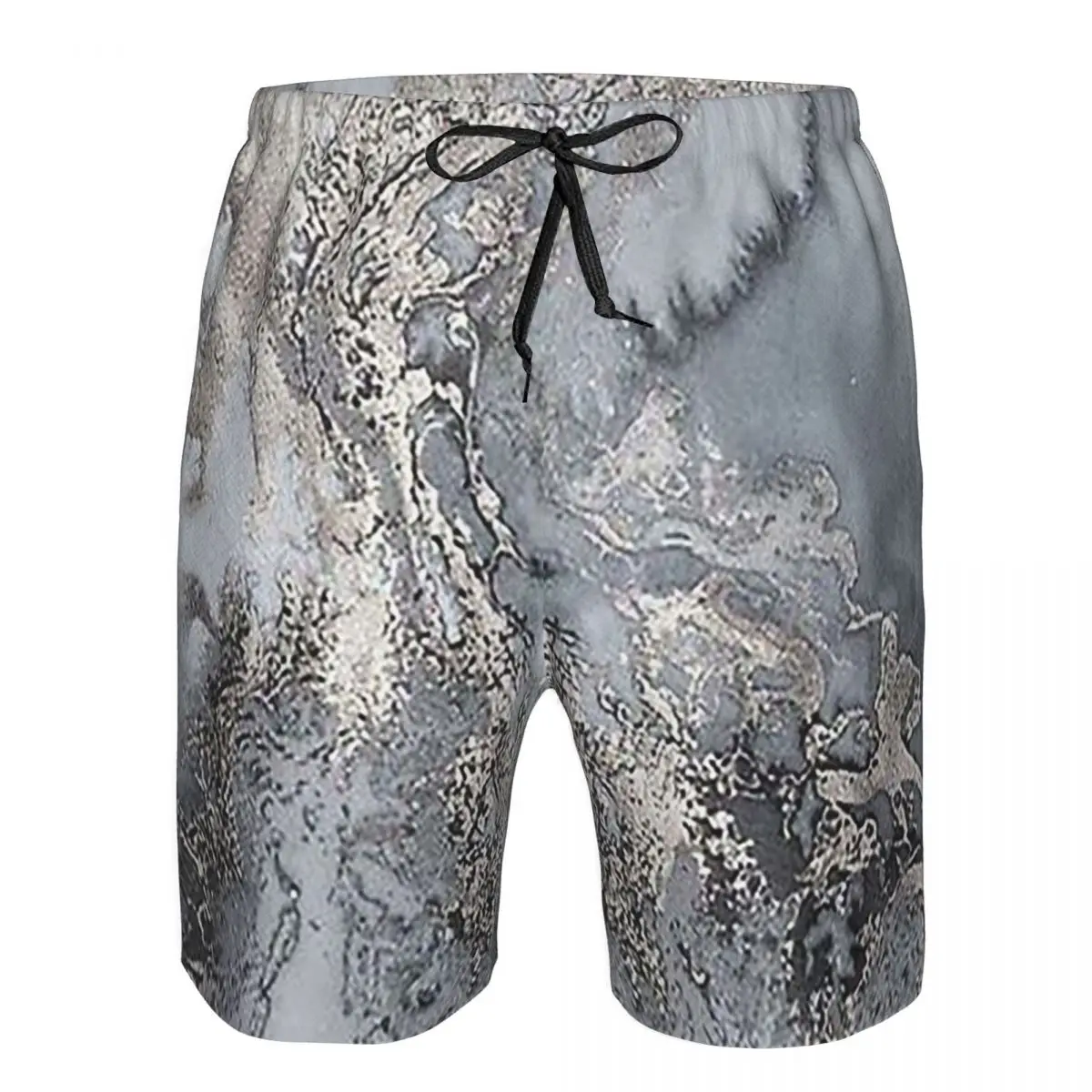 Grey And Silver Marbl Trunks Beach Board Shorts Casual Quick Dry Swim Summer Men Pants