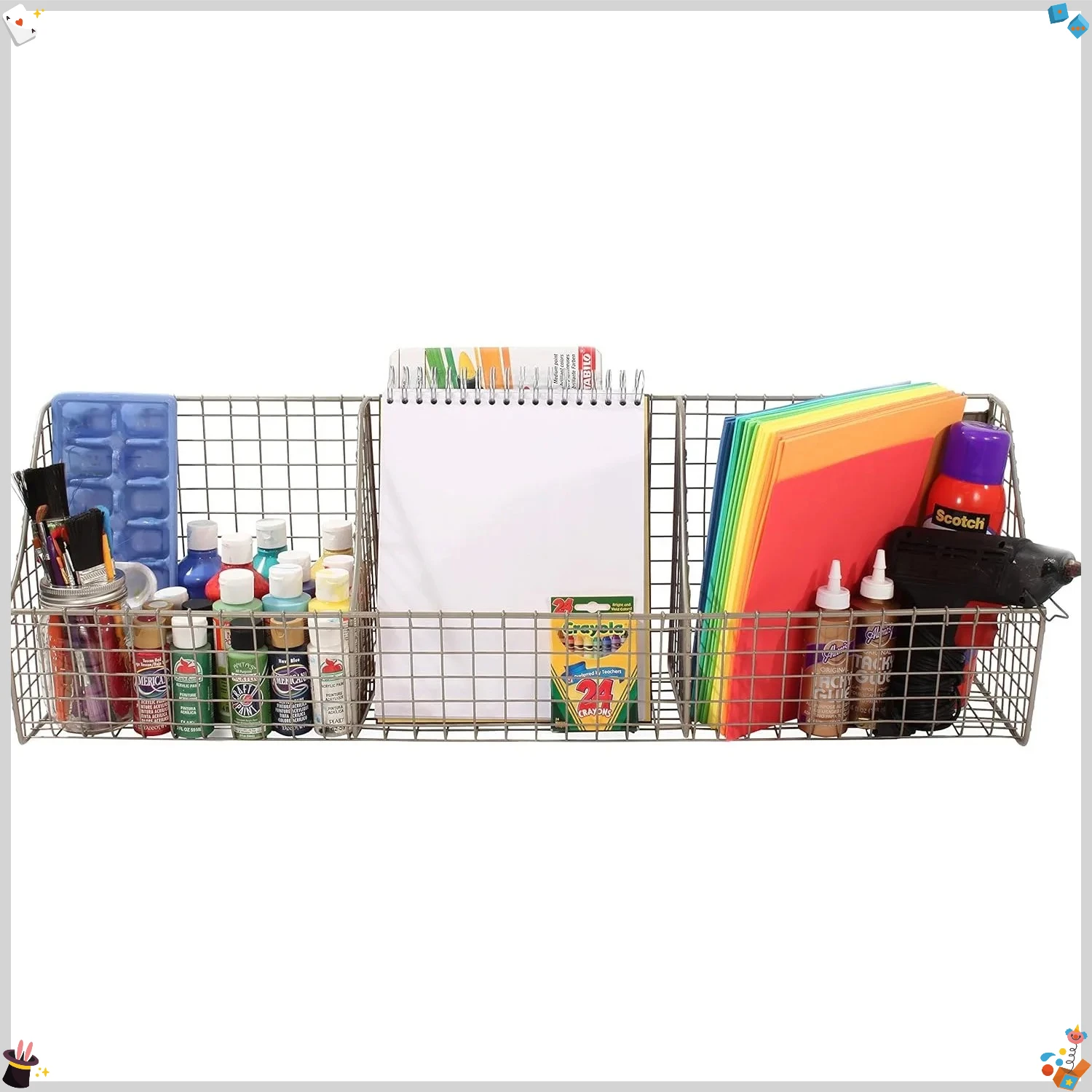 

Industrial Gray Triple Basket Wall Shelf - Rustic Home Organizer for Kitchen Bathroom Office Storage