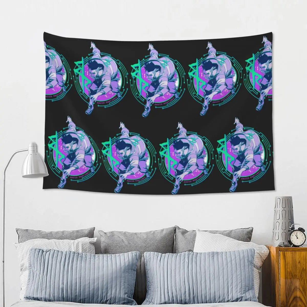 David Cyberpunk Edgerunners C Tapestry Funny Wall Hanging Aesthetic Home Decor Tapestries for Living Room Bedroom Dorm Room