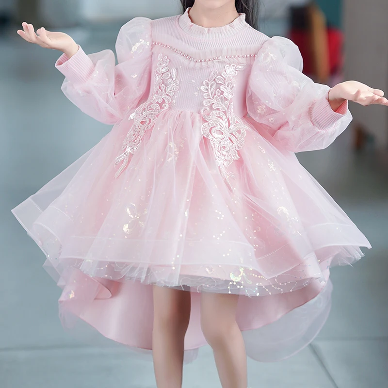 Girl gauze pompadour tail tuxedo princess skirt heavy industry palace style piano performance flower girl #T240