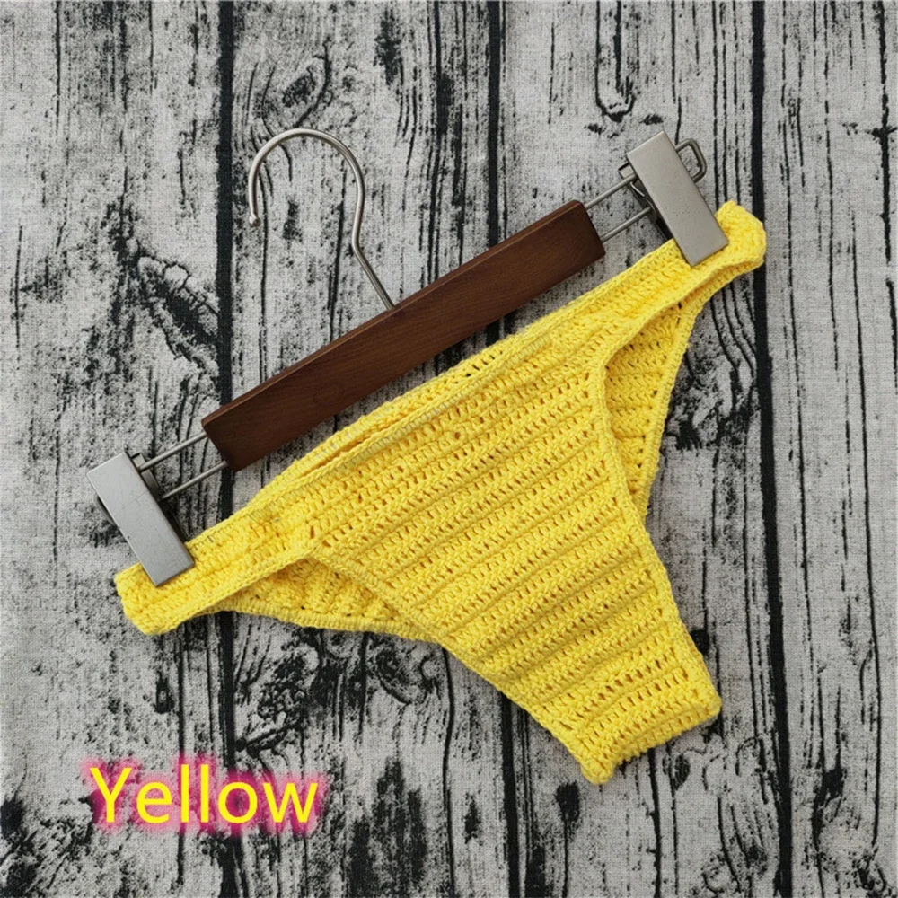 New Unisex Men Women Breathable Underwear Hand Crochet G-string Swimming Sunbathing Thong Trunks Swimwear Knitting