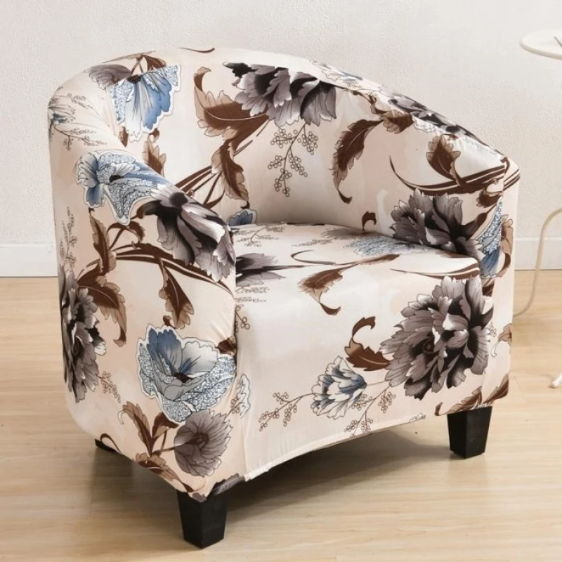 

1Pc elastic single printed card seat sofa cover, cafe all-inclusive sofa cover, dust-proof semi-round armchair cover