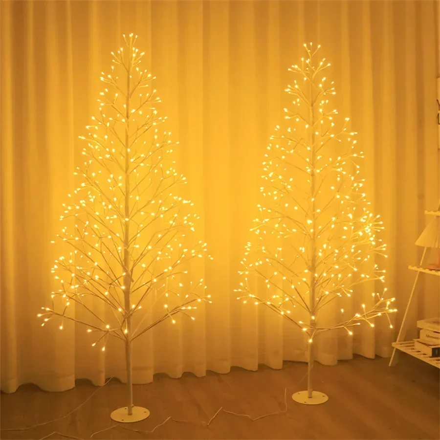 1.5M 1.8M Lighted Twig White Alpine Tree with Fairy Light Outdoor Light show Christmas Tree For Party Christmas Holiday Decor