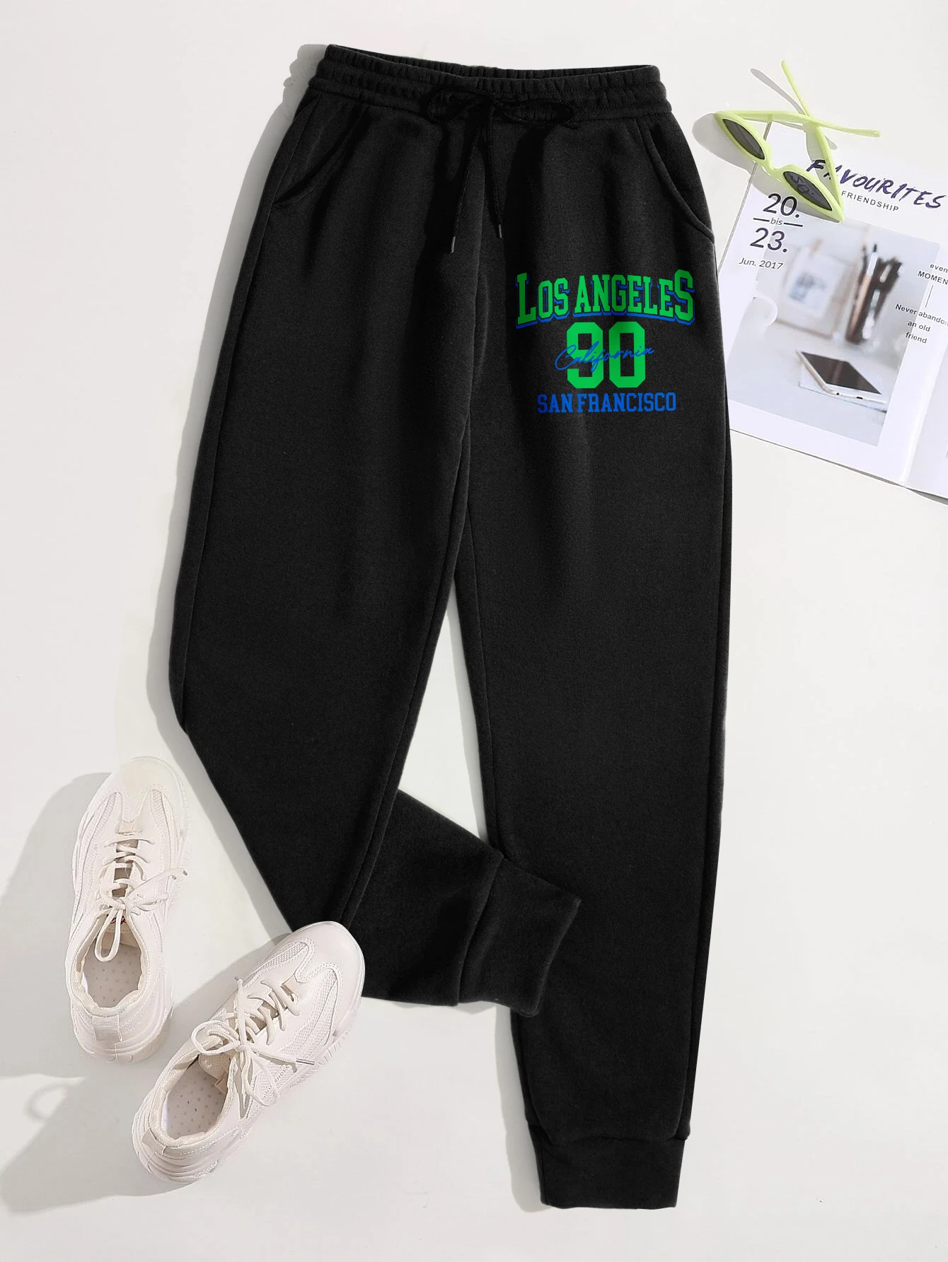 Los Angeles San Francisco Print Pant Woman Drawstring Fleece Sweatpants Sport All-Match Jogger Pants Casual Autumn Trouser