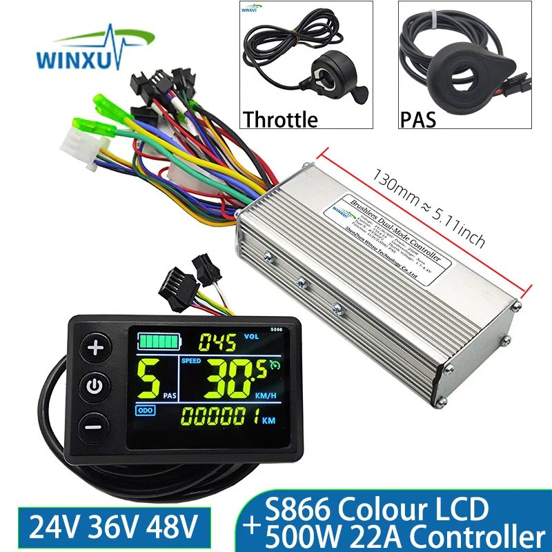 24V 36V 48V 250W 13A 350W 15A E-bike Borstelloze Motor Controller S866 Kleuren LCD Display Kit voor Elektrische Mountainbike Reparatie