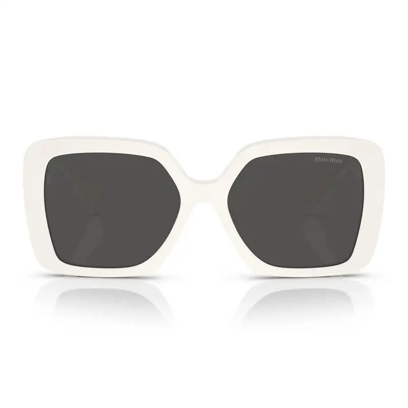 Miu Miu 0MU 10YS1425S0 Women And Men Luxury Sunglasses White Square Big Frame Gold Metal Logo UV Protection For Daily Wear