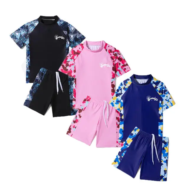 

Boys Girls Summer Swimsuit Kids Breathable Quick Dry Swimming Beach Sports Set Children Cool Water SwimWear 110-150