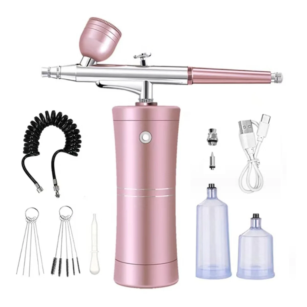 

Airbrush Kit Cordless Mini Airbrush with Compressor Set with 0.3mm Nozzle Portable Spray Facial Makeup Oxygen Machine B