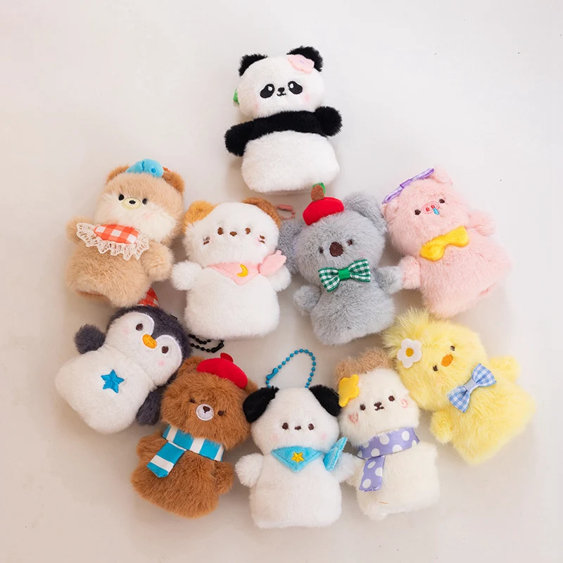 8cm Cute Interactive Finger Puppet Plush Pendant Keychain Otter Penguin Rabbit Bear Chick Koala Pig Panda Doll Storytelling Toy