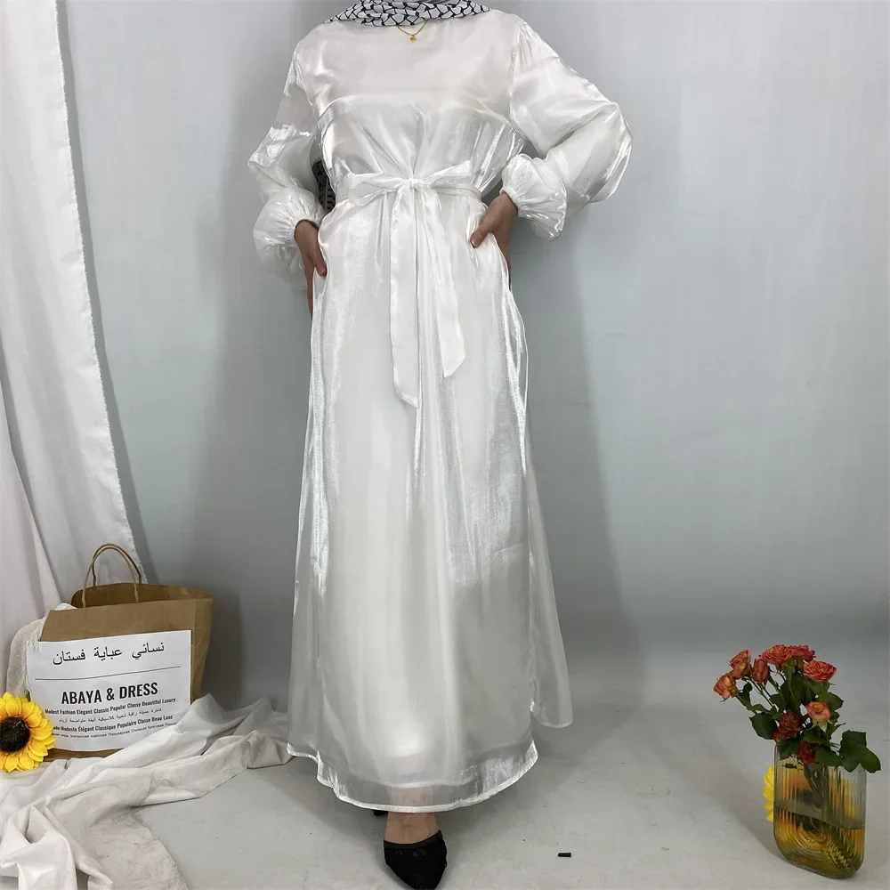 

Ramadan Shiny Silk Evening Dresses for Women Muslim Dress Turkey Kaftan Kebaya Caftan Marocain Abaya Dubai Luxury Jalabiya Robe