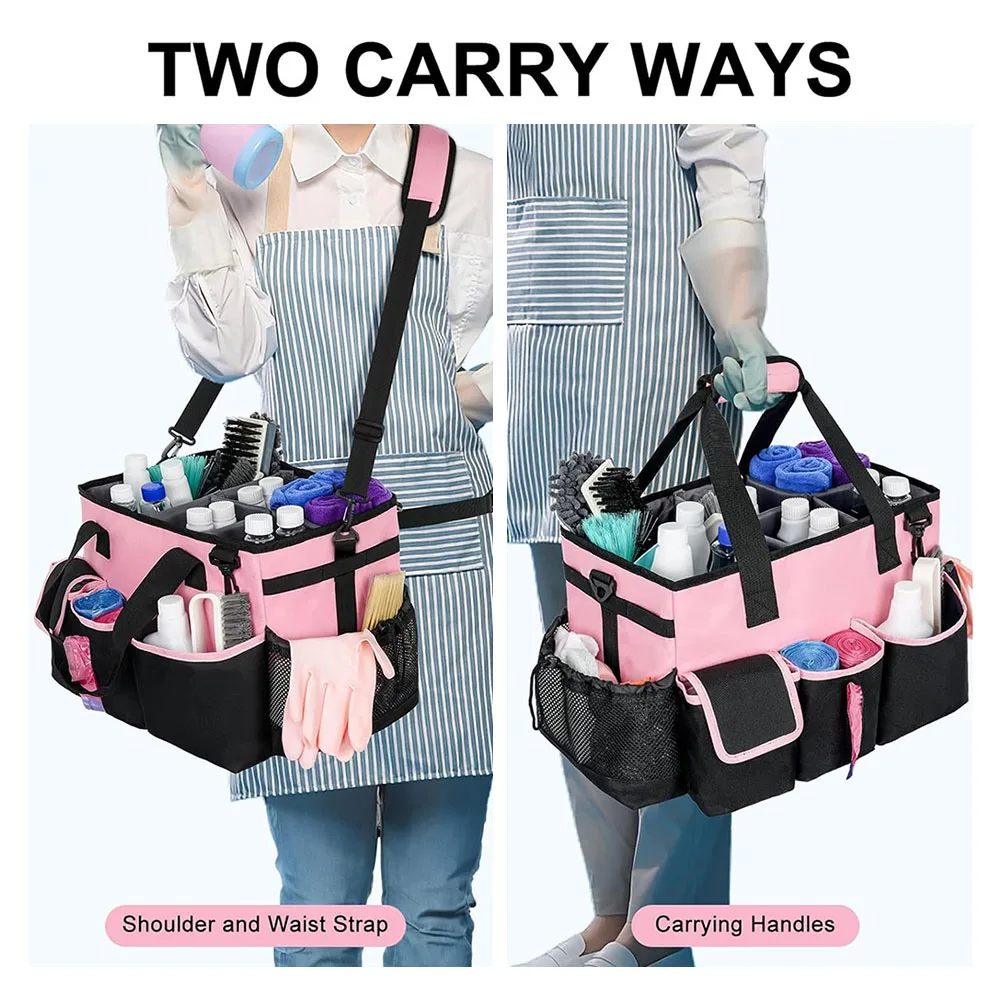 Borsa per organizer per strumenti di pulizia multifunzionale di grande capacità Borsa per attrezzi per pulizia in tessuto Oxford multitasca Borsa per governante