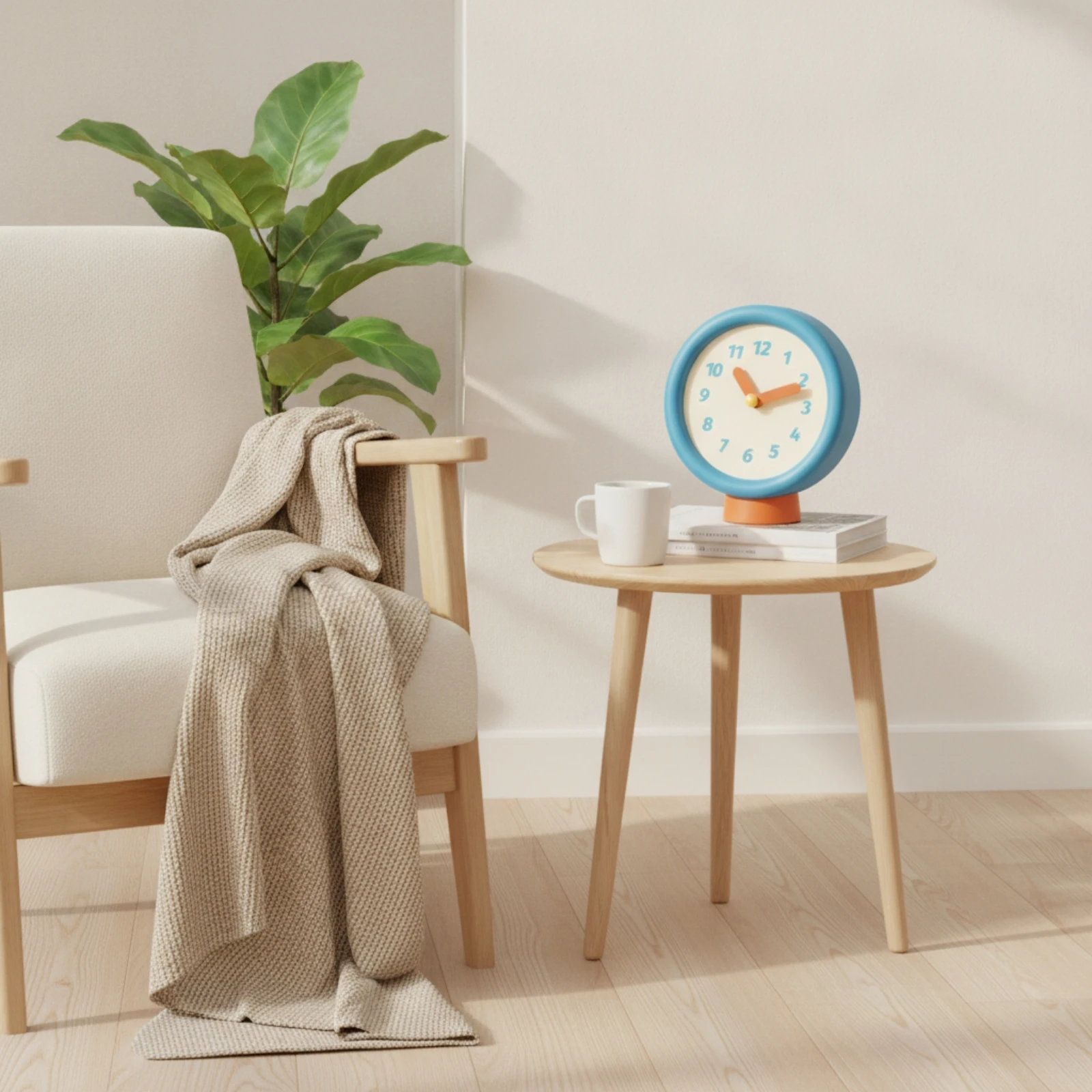 Analog Clock with Pedestal Tabletop Standing Clock Retro-Style Compact for Desk, Office