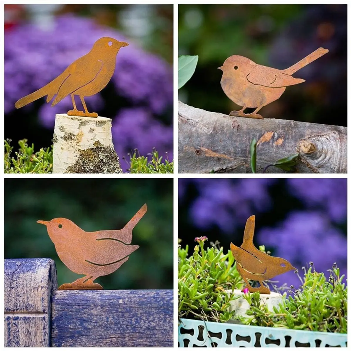 [N88R] Rusty Metal Bird Wrought Iron Bird Waterproof Metal Bird Statue Outdoor Park Art Gardening Decorations