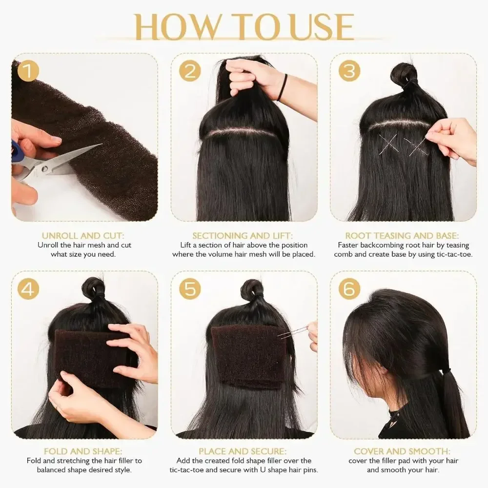 Inkrementeller Haarvolumen-Schwamm, unsichtbarer Volumenverstärker, Haarstyling-Schwamm mit U-förmiger Haarklammer, weiches Schaumstoff-Polsterwerkzeug – Detail 4