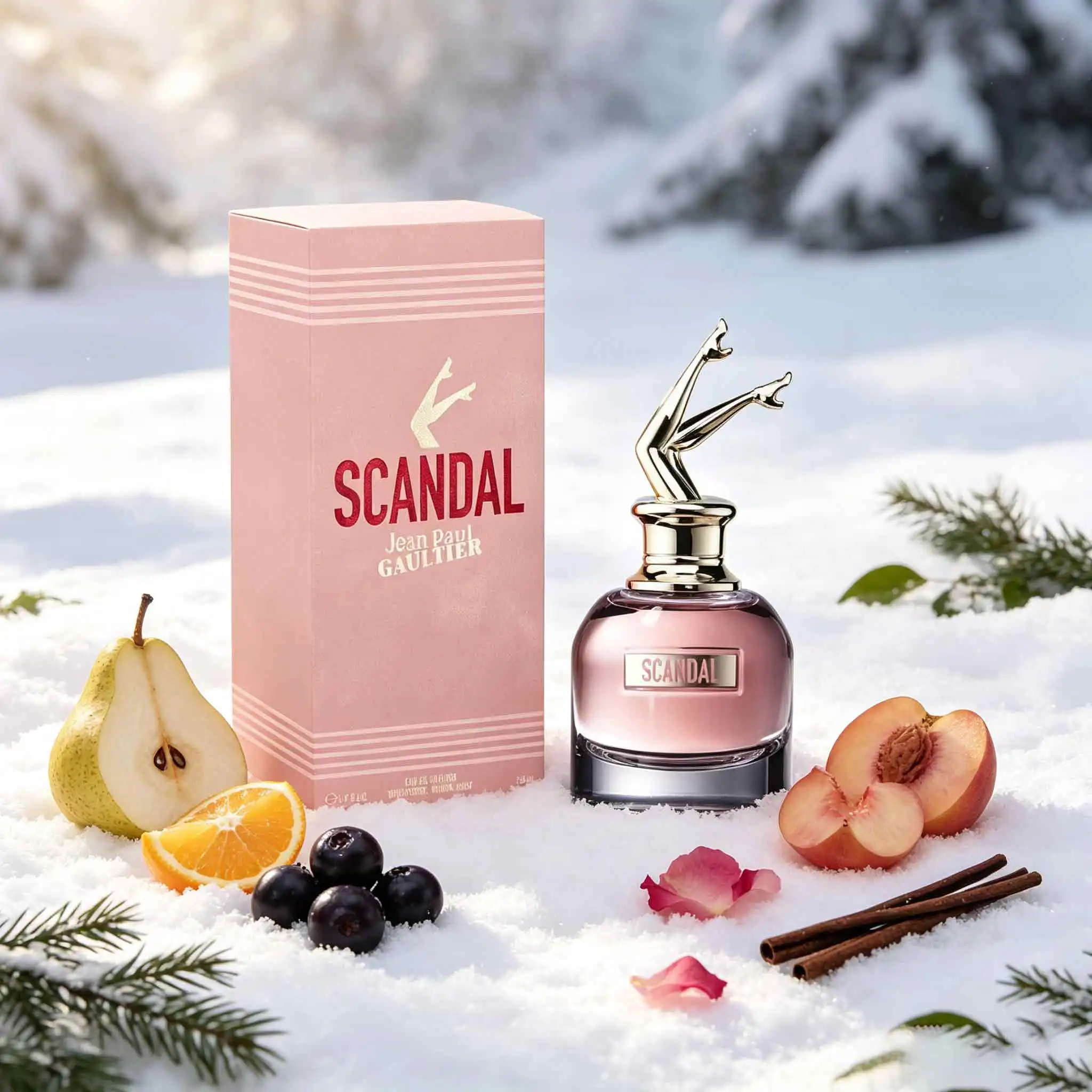 Jean Paul Gaultier Scandal Parfüm, kreativer künstlerischer Flakon, honigartiger gourmand-Blumenduft, hochwertige rosafarbene Geschenkbox, perfektes Geschenk für Geburtstag, Party und Jubiläum.