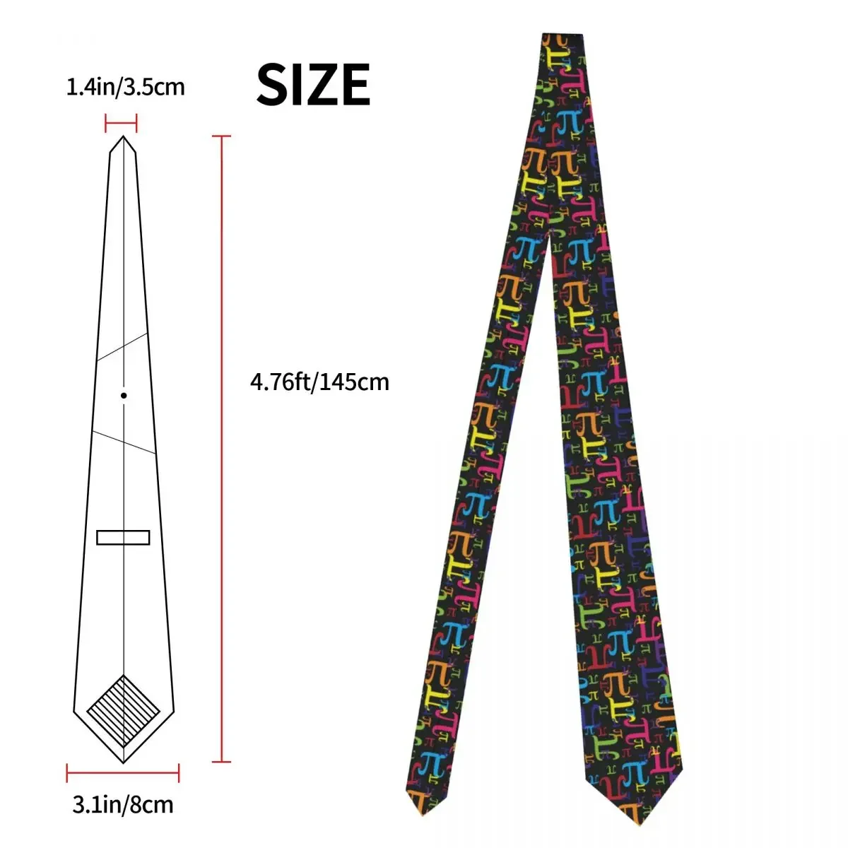 Fashion Pieces Of Pi Necktie Men Personalized Silk Math Science Nerd Geek Office Ties