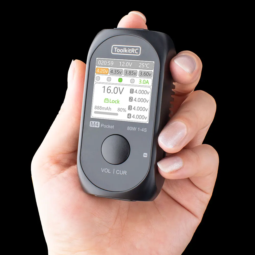 ToolkitRC M4 جيب 80 واط 5A تيار مستمر شاحن ميزان XT30 XT60 المدخلات USB-C المدخلات/الإخراج ل 1-4S يبو LiHv الحياة البطارية الشحن السريع