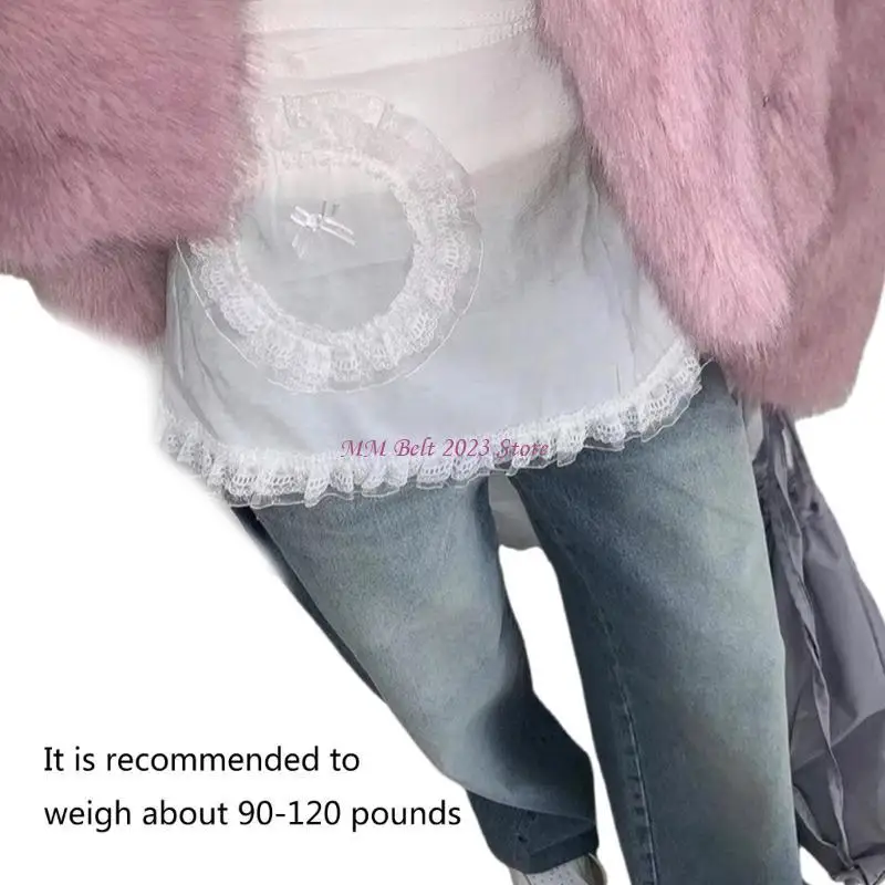 49me Comfortabele taak op taille rok met elegante wimper kanten detailschort rokken