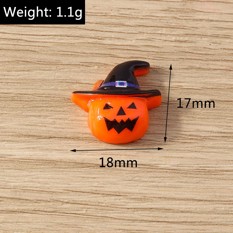 Tusember 10 Stück Halloween-Anhänger aus Harz, flache Rückseite, Kawaii-Motiv: Mond, Spinne, Fledermaus, Kürbis, Geist für DIY-Nagelkunst, Haarspangen, Broschen-Dekoration – Detail 14