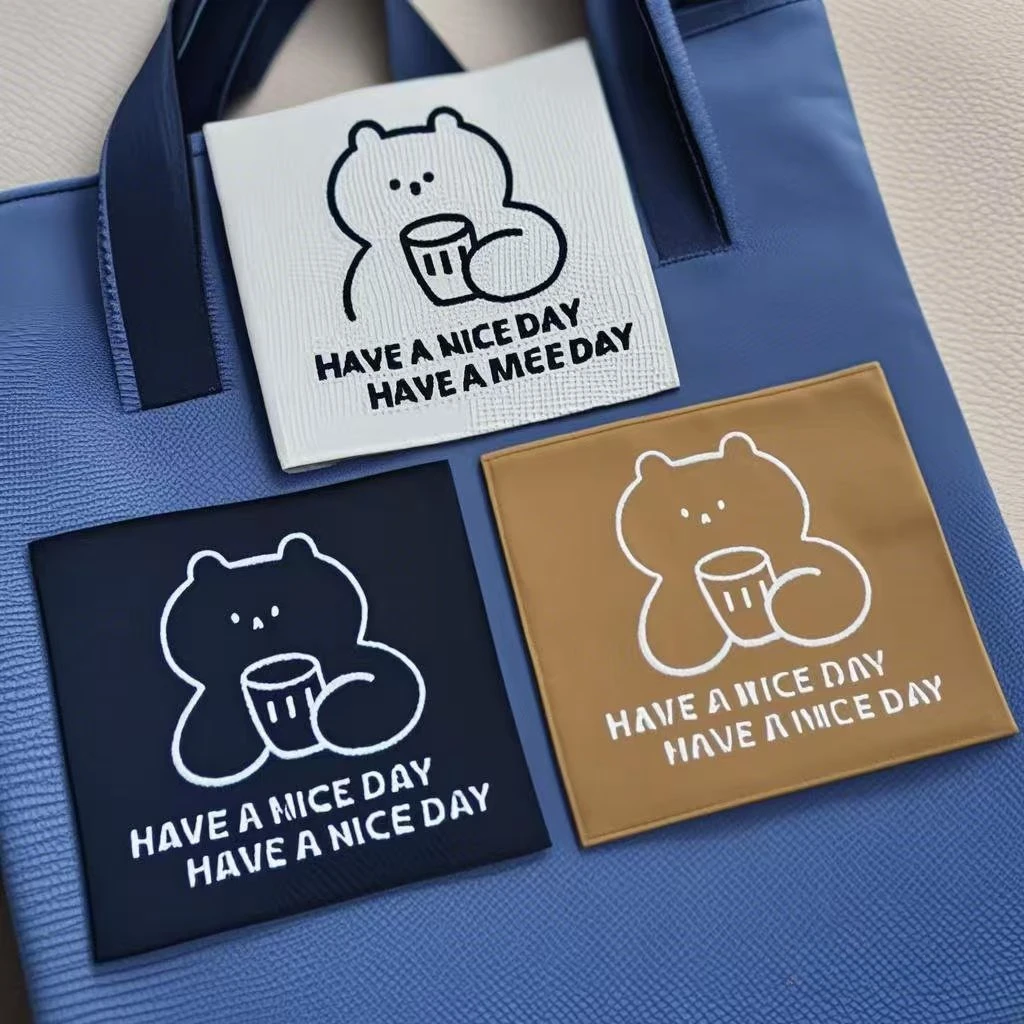 3-цветный узор чашки с медведем — напечатанные и тканые этикетки для одежды — этикетки для рукоделия своими руками для одежды, бирки ручной работы для шитья и проектов DIY