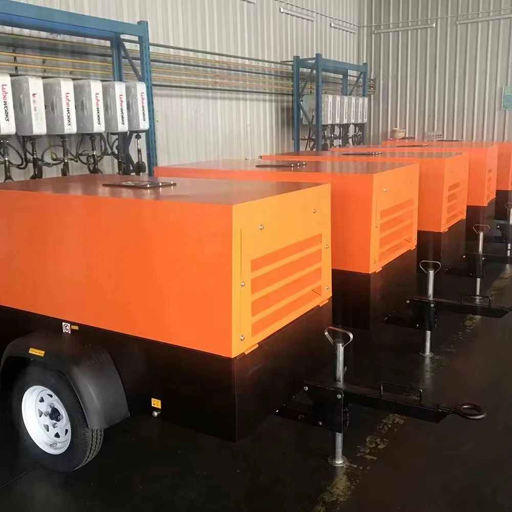 Trailer Mobile Screw air Compressors 185 Cfm 7 bar air Compressor for Sandblasting
