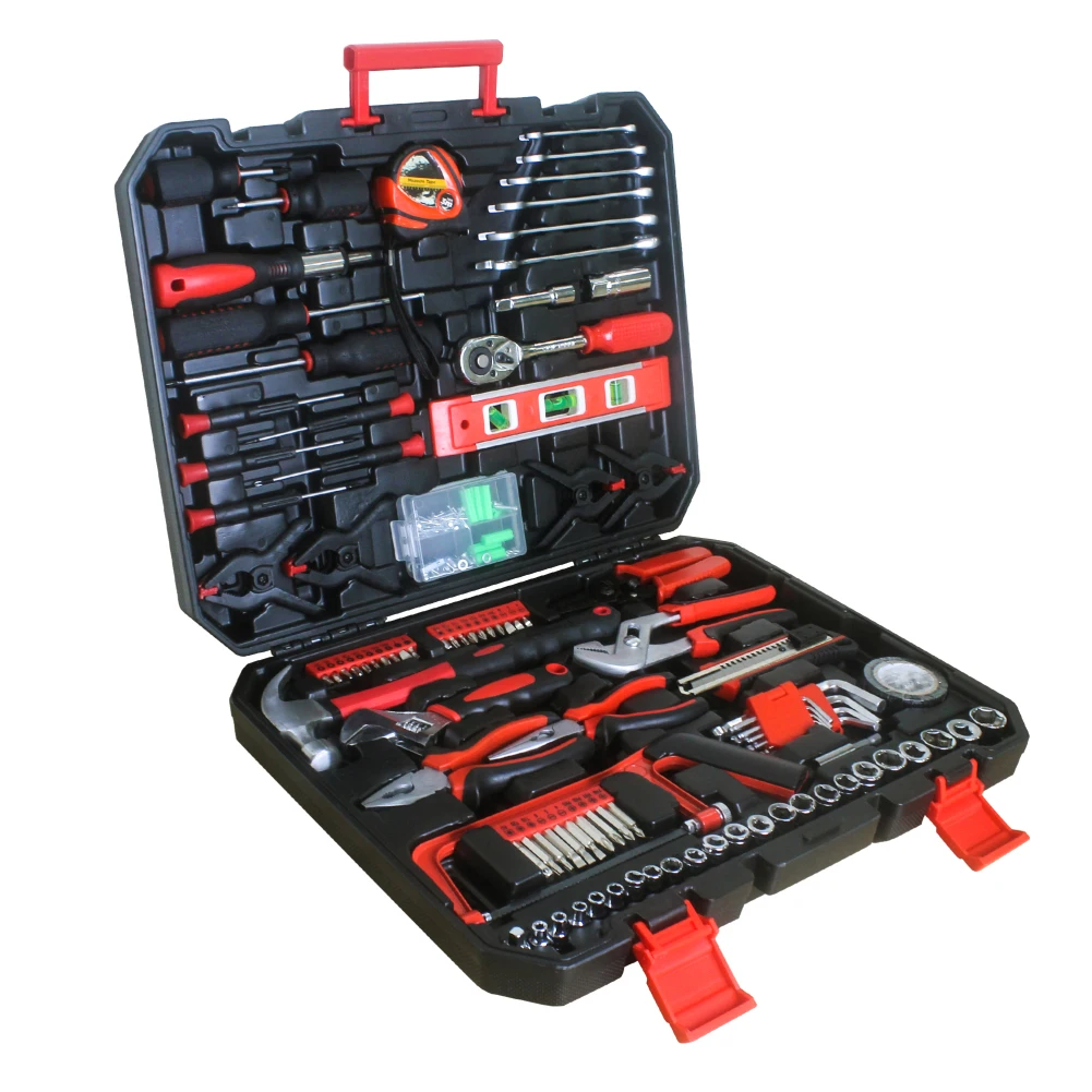 

238Pcs Hand Tool Combo Kits With Storage Case Professional Household Home DIY Hand Tool Combo Auto Repairing Toolset Black Red